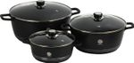 Black Non Stick Die Cast Casserole Pot Glass Lid Induction Rice Handi 20–32cm