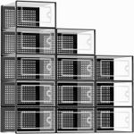 12 Pack Shoe Organizer Boxes Clear Plastic Stackable Storage Bins with Lids UK