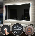 LED Illuminated Bathroom Mirror Touch | Clock & Weather | Demister & Speaker L77