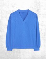 Womens Fat Face V Neck Sweatshirt Long Sleeve Relaxed Cotton Long Sleeve Blue