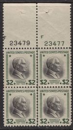 833 ($2.00 Prexy) Plate Block Mint, O.G., never hinged. Free Shipping.