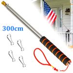3m Telescopic Flag Pole Stainless Steel Handheld Portable Extendable Retractable