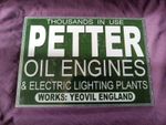 Petter Oil Engines And Electric Lighting Plants Metal Display Board