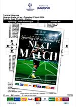 SPORTING Portugal v ARSENAL London England 7 04 2026 CHL FAN 16 pg + OFFICIAL LU