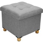 Folding Footstool Storage Stool Seat Ottoman Pouffe Padded Cube Box Foot Stools