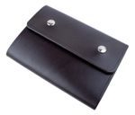Leather fly wallet Dark Brown 3mm Veg tanned leather double stud closure
