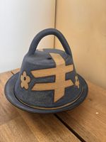 Studio Pottery Butter Dish Cheese Dome Blue Myrna Smith Forge House