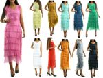 Women's Dress Maxi  Silk Party Italian Shredded Layer Sleeveless Plain Pleated