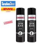 Simoniz Satin Black Spray Paint Acrylic Car Aerosol Fast Drying Smooth 500ml X 2