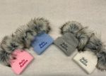 Personalised Unisex Baby Boy Girl Hat Faux Pom Pom Baby Shower Gift Name Year