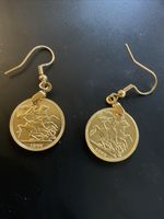 Gold Plated George and dragon  Drop Earrings