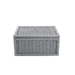 Wickerfield Grey Wicker Basket with Lid Underbed Storage Collection Hamper 