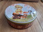 Vintage Round Biscuit Tin Little Girl with Kittens 