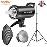 Godox SK400II 400W Studio Flash Strobe Bowens with 95cm Grid Softbox Light Stand