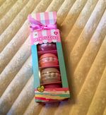 Macaron Shaped Scented Bath Fizzies Gift Box Set 4 x 60g Vanilla/Strawberry