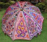 Garden Parasol Handmade Embroidered Indian Outdoor Sun Shade Patio Umbrella