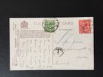 GB/DENMARK 1928 BLAIRMORE PMK ON POSTCARD TO DENMARK 10ore GREEN POSTAGE DUE