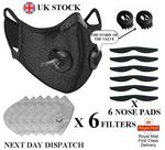 UK Sports Mask Anti Pollution Face Mask Cycling GYM 6 X Activated Carbon Filter 