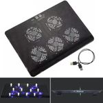 Portable Laptop Cooling Pad LED Dual USB Cooling 5 Fans Adjustable Stand Coolpad