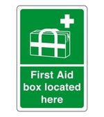 First aid box located here - safety sign - 1st aid located - first aid signage