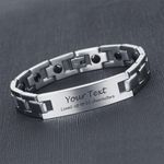Personalised Engraved Bracelet Titanium Steel Magnetic Wristband for Dad Husband