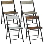 4/8 x Folding Dining Chairs Set Black Metal Frame Wood Seat Space Saving Indoor