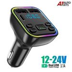 Bluetooth 5.0 Car FM Radio Transmitter Adapter USB PD Charger Hands Free 12V 24V