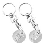 2 Trolley Coin Keyring Removable Supermarket £1 Pound Shopping Cart Token Holder