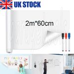 2mx60cm DRY WIPE Whiteboard Wall Sticker Chalkboard Paper Office Home +3 Marker