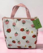 New Kate Spade New York Pink & Red Strawberry Printed Insulated Lunch Tote 