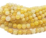 Yellow Jade Gemstone Beads - Natural Round Crystals - 8mm - 1 Strand