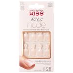 Kiss False Nails Salon Acrylic Nude French Nails - Breathtaking - Glue Included