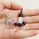 NEW - 1/12 SCALE DOLL HOUSE MINIATURE WINE BOTTLE, 2 GLASSES & BOTTLE OPENER(UK)