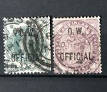 GB QUEEN VICTORIA 2X O.W OFFICIAL STAMPS USED 