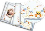 Owls Moon Grey Baby Bedding Set 120x90cm Duvet Cover 2Pc Fit Cot