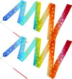 2pcs Rhythmic Dance Ribbons, 78.7 Inch Gymnastics Ribbon Stamping Heart 