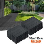 20Pack Heavy Duty Deck Tiles - Anti-Slip Interlocking Floor 30x30cm for Outdoor