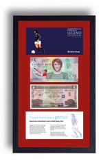 2 FRAMED GEORGE BEST LIMITED EDITION FIVER FIVE £5 POUND NOTE PRESENTATION 