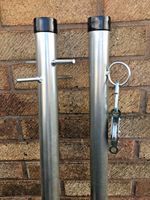 3mtr Galvanised Washing Line Post Clothes Pole Pulley & Cleat Cross Peg U.K Made