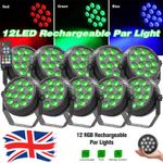 10X Rechargeable Par Lights 72W RGB Battery Wireless 12LED DJ Uplights w/Remote