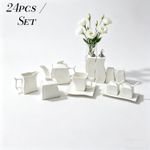 White Ceramic Dinner Tea Set Plates Cups Bowls Tableware 24PC Service for 6