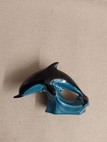 Poole Pottery Dolphin on Wave Figurine Blue Black England