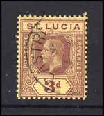 M27050 St Lucia 1912 3d Purple/Yellow Fine Used Sg 82B Cat £60