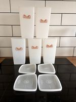 Vintage Tupperware X 9 Set 70s 5 x Storage Tubs 313 4 x Lids 310 Opaque White