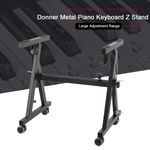 Z Stand Metal Piano Keyboard Adjustable Heavy Duty Piano Stand with Wheels Black