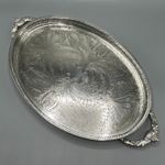 Vintage Silver Plated Gallery Serving Tray Handles Tea Drinks Cocktail English