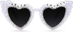 30Th Birthday Glasses, White Heart Sunglasses for Women, HELLO THIRTY Shiny Blin