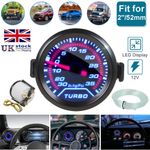 52mm Turbo Boost Pressure Pointer Gauge Meter Smoked Dials 2" 30Psi Pob LED 12V