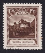 LIECHTENSTEIN 1930 Vaduz Castle 1f.20 Sepia Perf 10½ SG 107A Used (CV £180)