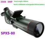 SPX5-80 5MP 4K 300mm 350X Astronomical Telescope IP54 w/Dual Screens In Battery